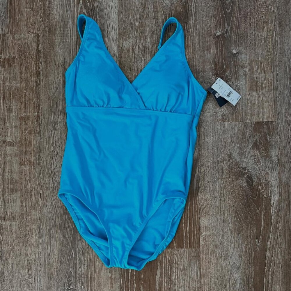 Lands' End Vibrant Aqua Women's One-Piece Swimsuit